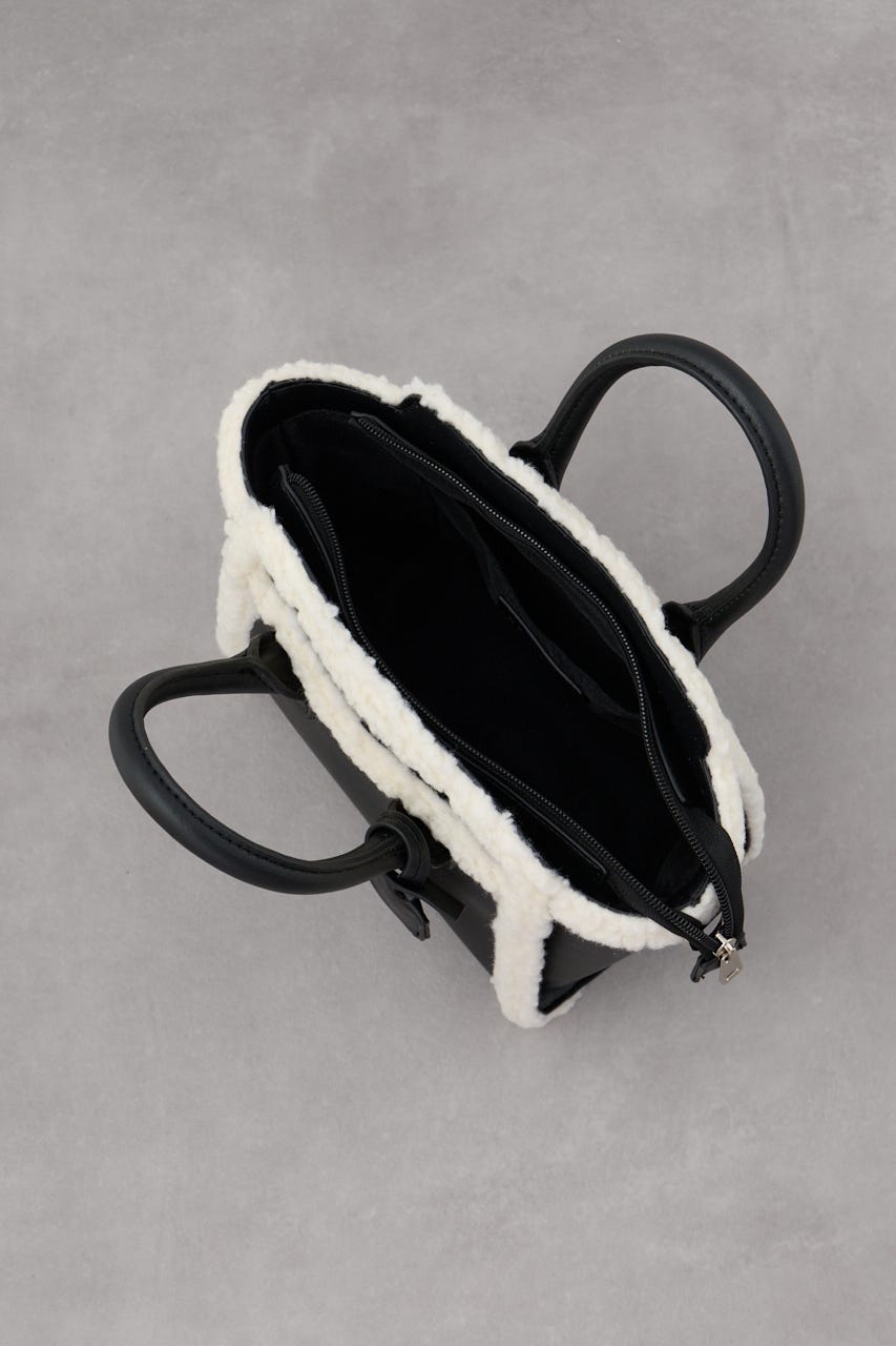 フェイクムートンハンドバッグ BLK FREE