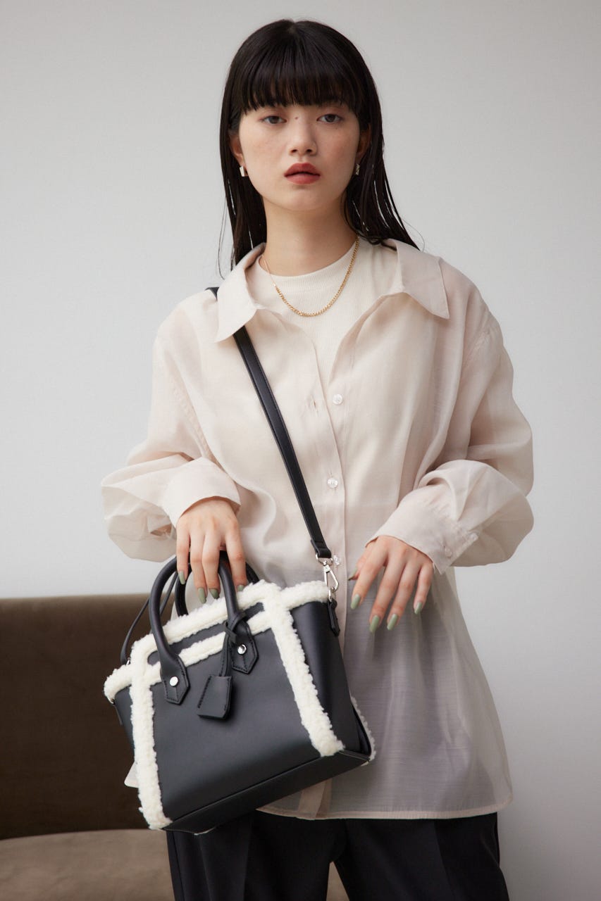 フェイクムートンハンドバッグ BLK FREE