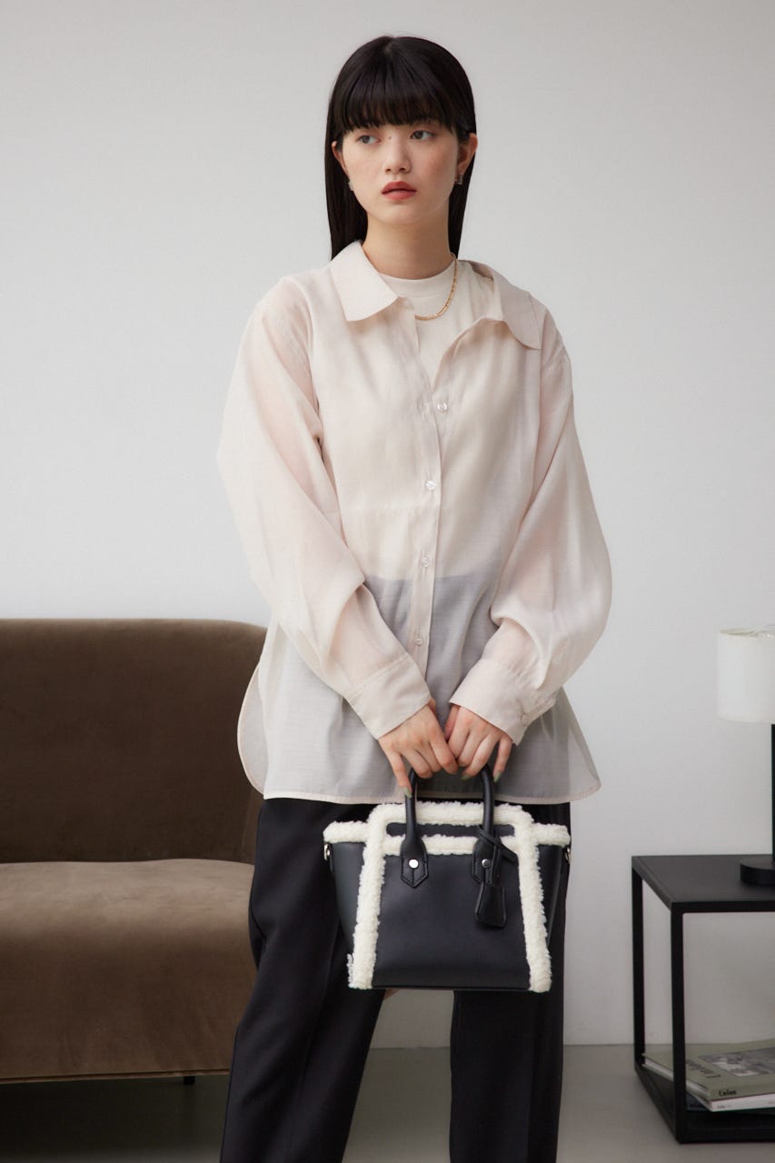 フェイクムートンハンドバッグ BLK FREE