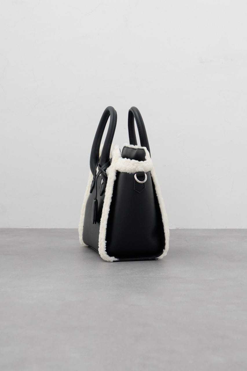フェイクムートンハンドバッグ BLK FREE