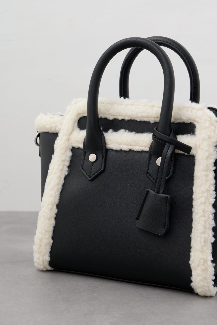 フェイクムートンハンドバッグ BLK FREE