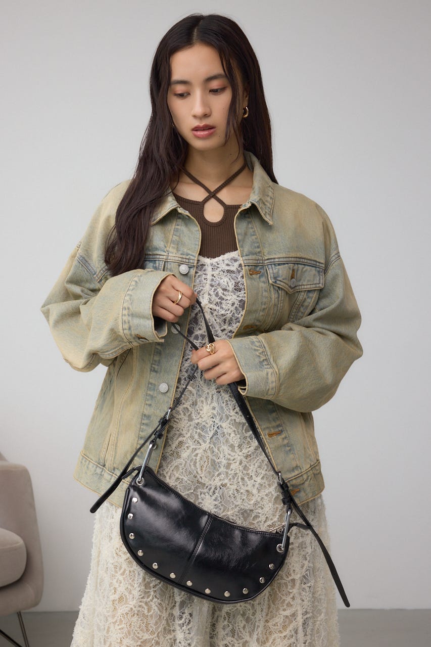 スタッズデザインワンハンドルバッグ BLK FREE