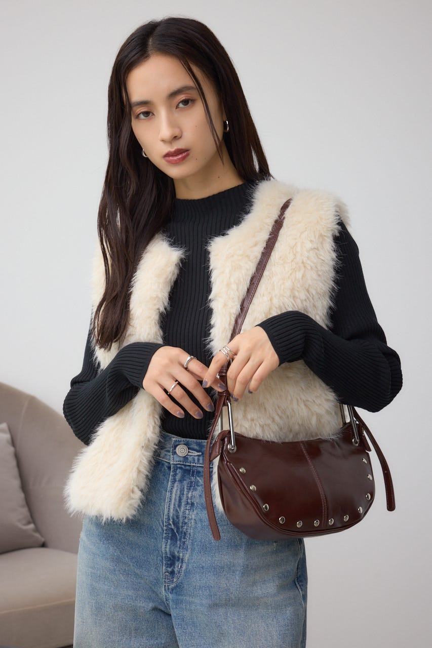 スタッズデザインワンハンドルバッグ BRN FREE