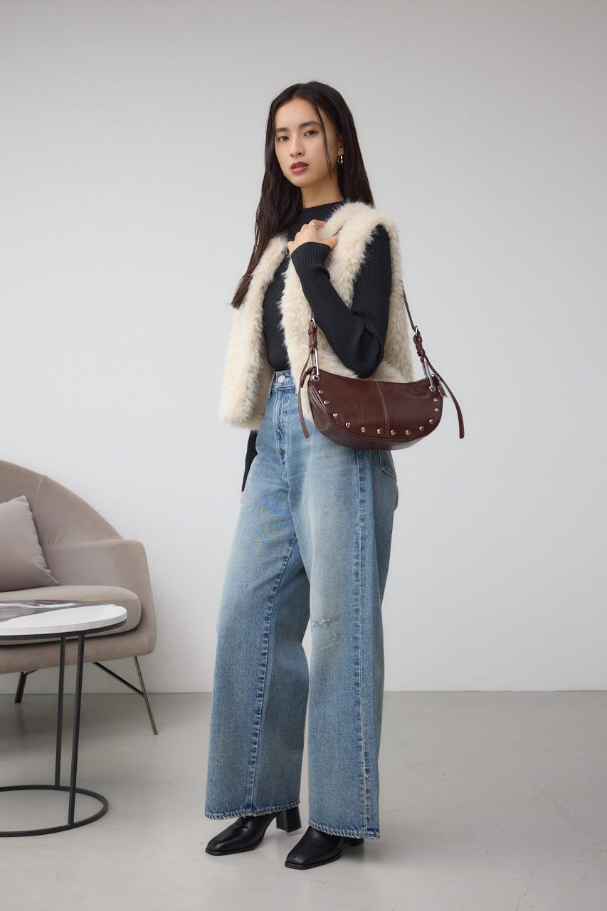 スタッズデザインワンハンドルバッグ BRN FREE