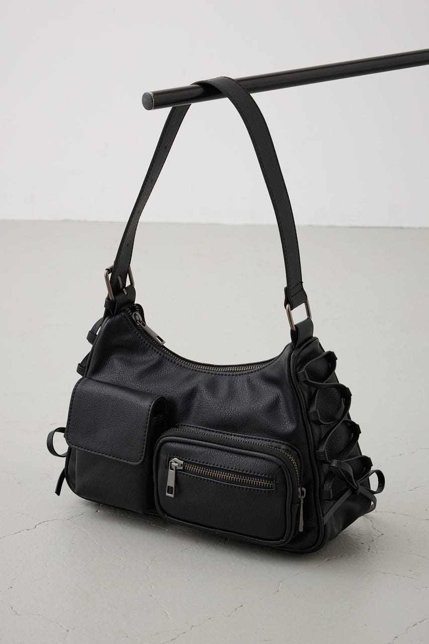 サイドレースアップボックスポケットミニバッグ BLK FREE