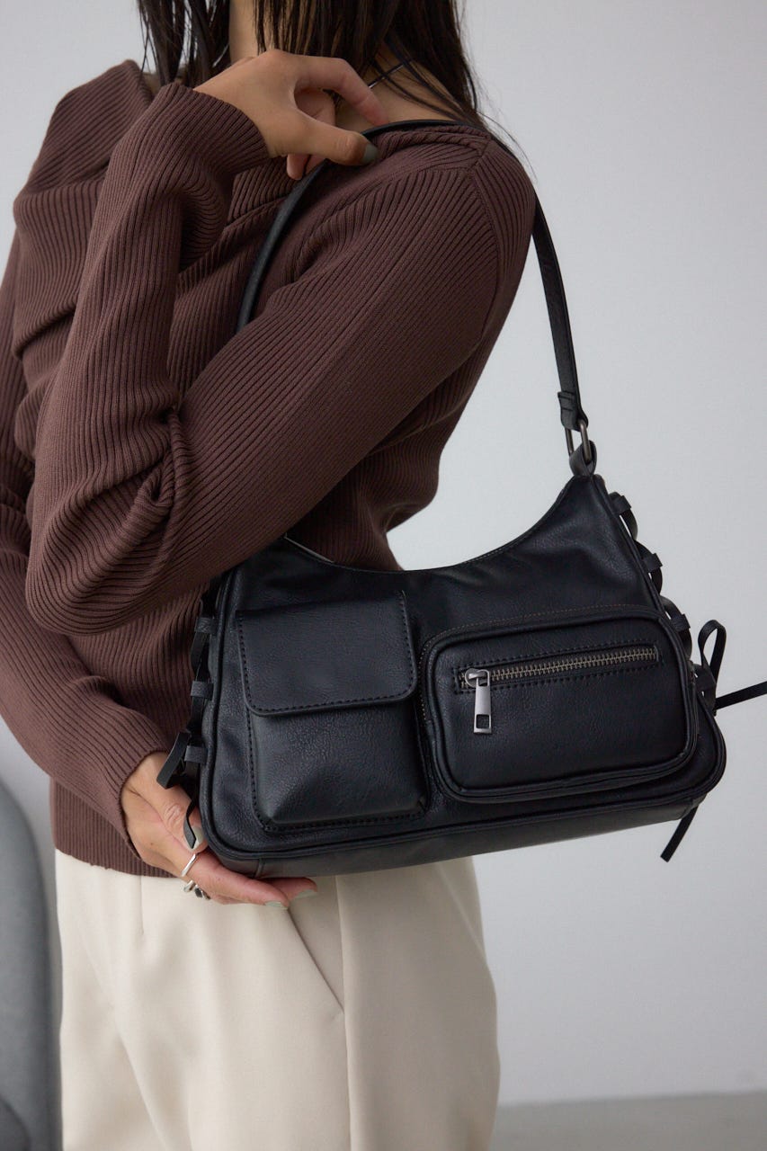 サイドレースアップボックスポケットミニバッグ BLK FREE