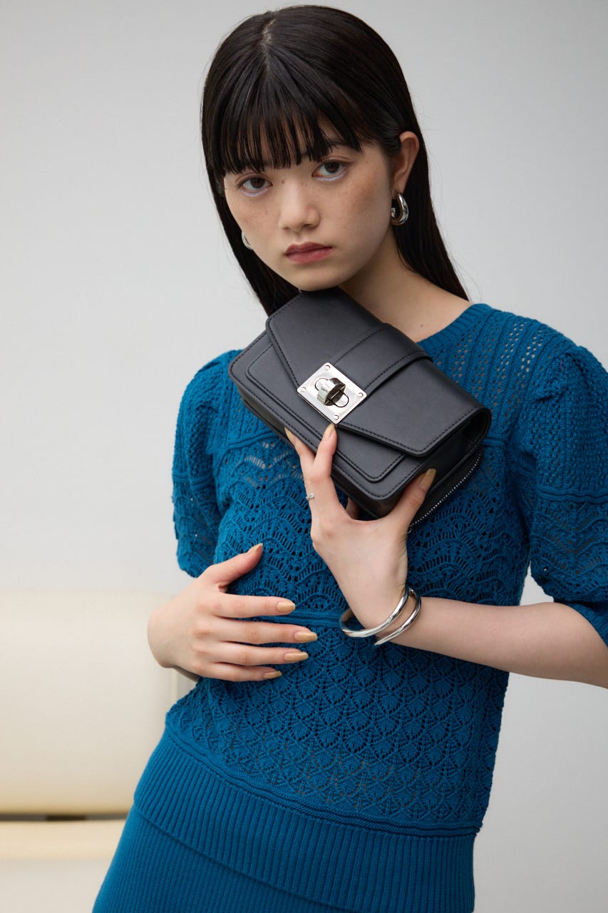 ターンロックフラップウォレットバッグ BLK FREE