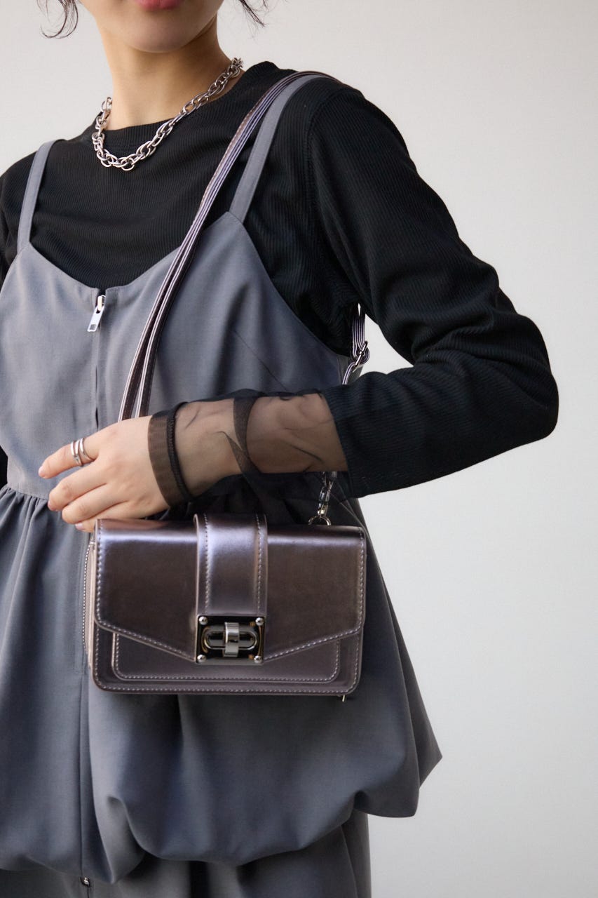 ターンロックフラップウォレットバッグ D/SLV FREE