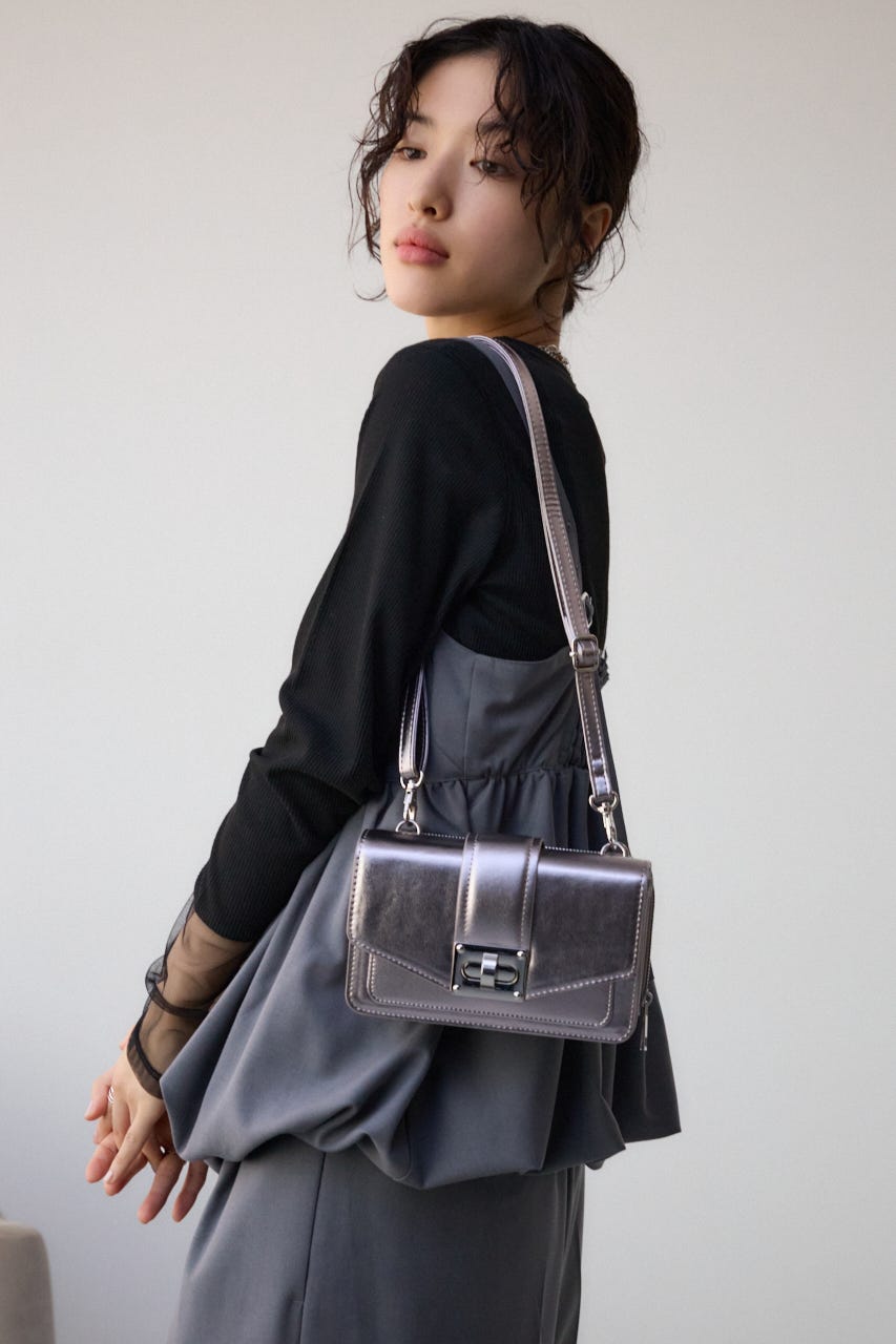 ターンロックフラップウォレットバッグ D/SLV FREE