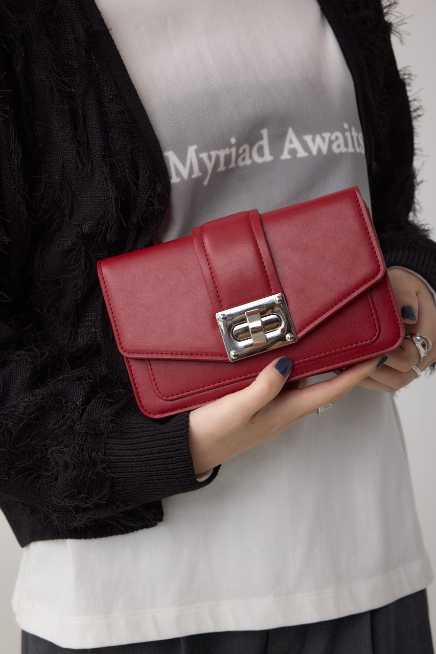 ターンロックフラップウォレットバッグ RED FREE