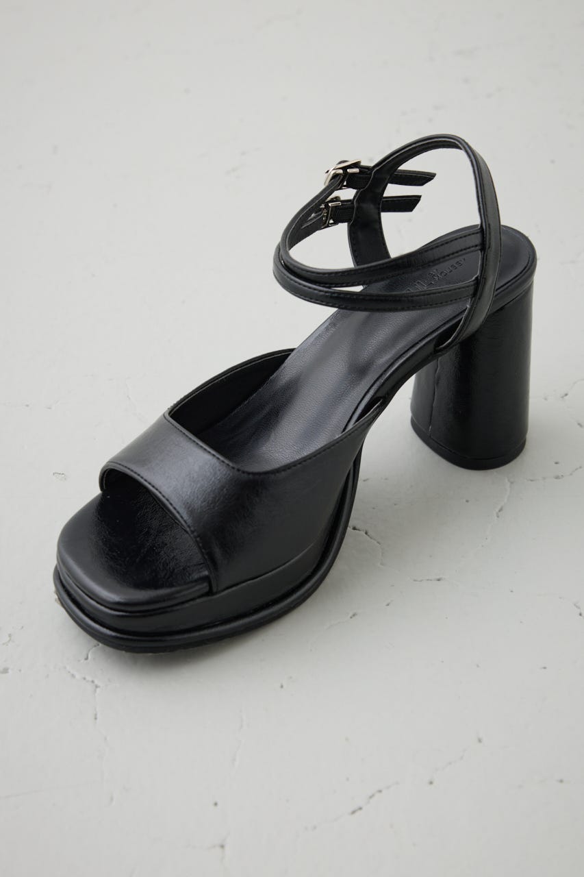 スクエアカットプラットフォームサンダル BLK S