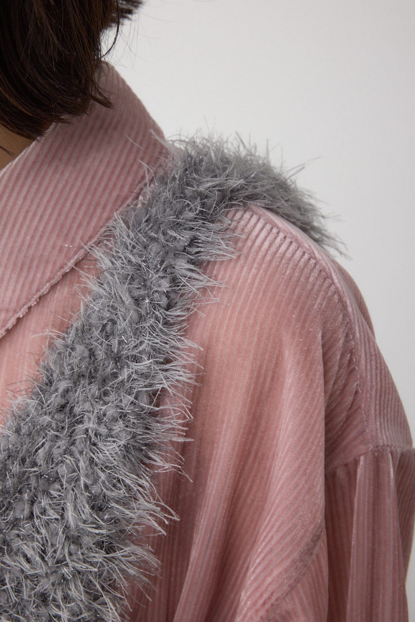 バックオープンポンポンヤーンベスト GRY FREE