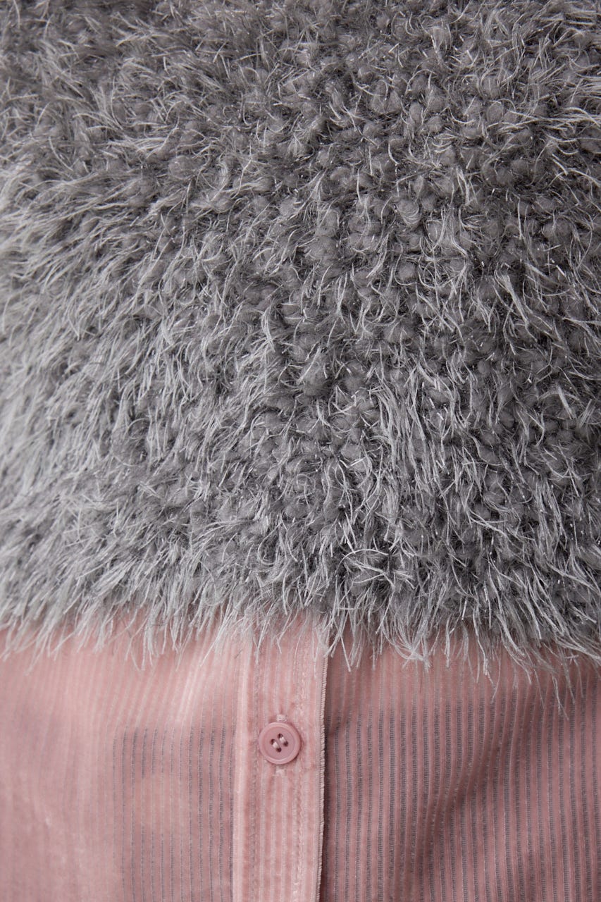 バックオープンポンポンヤーンベスト GRY FREE