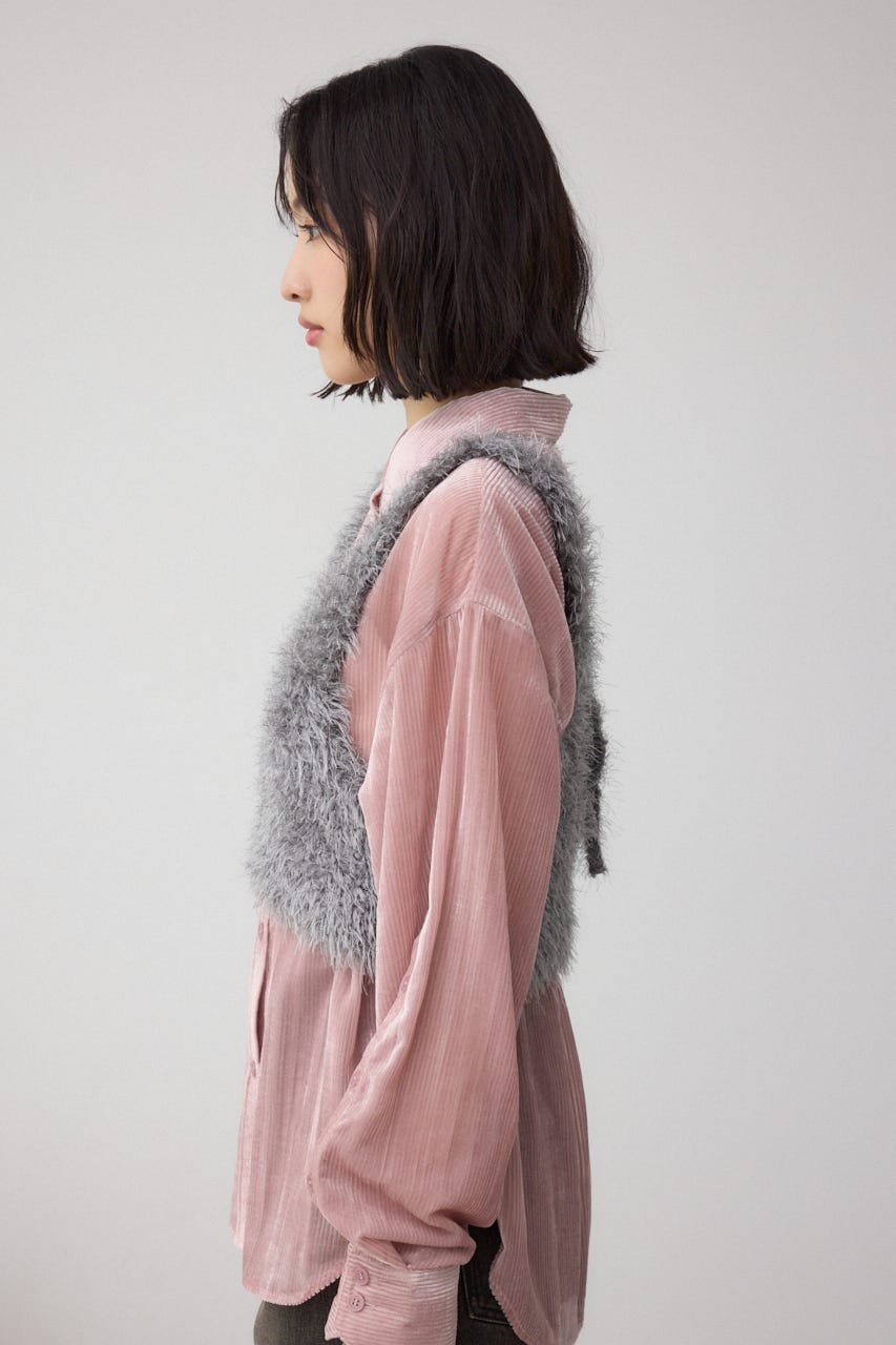 バックオープンポンポンヤーンベスト GRY FREE