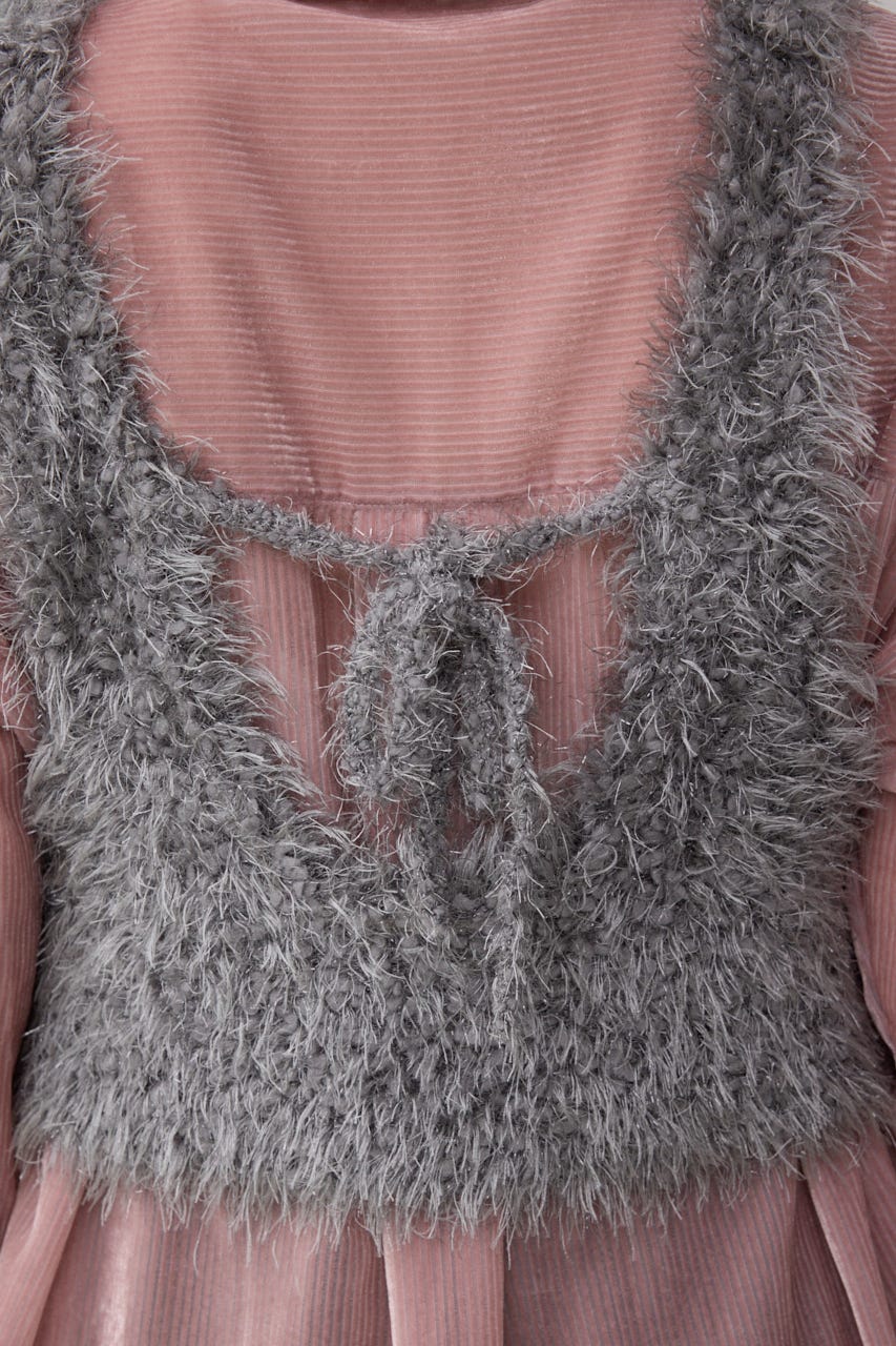 バックオープンポンポンヤーンベスト GRY FREE