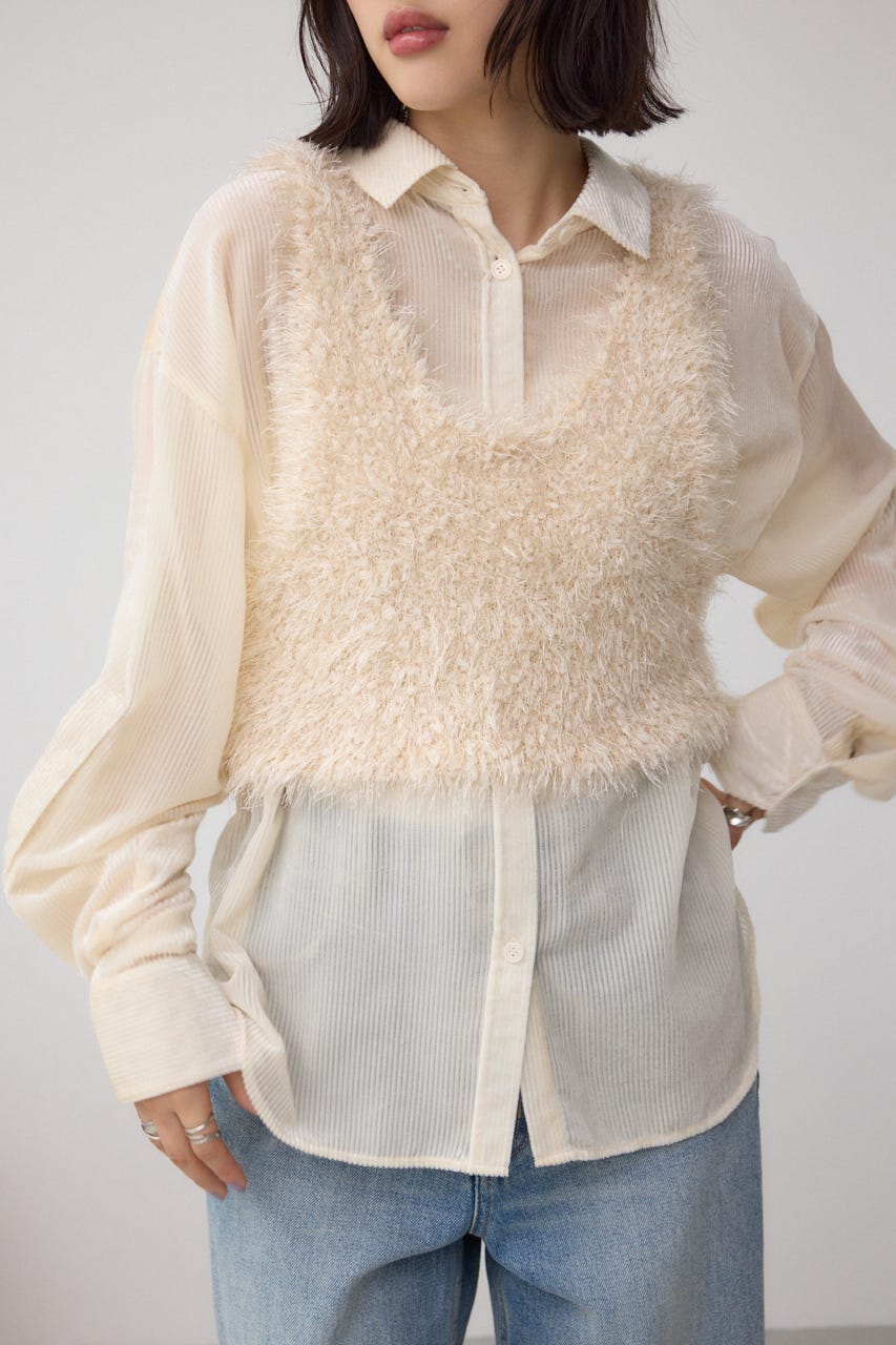 バックオープンポンポンヤーンベスト IVOY FREE