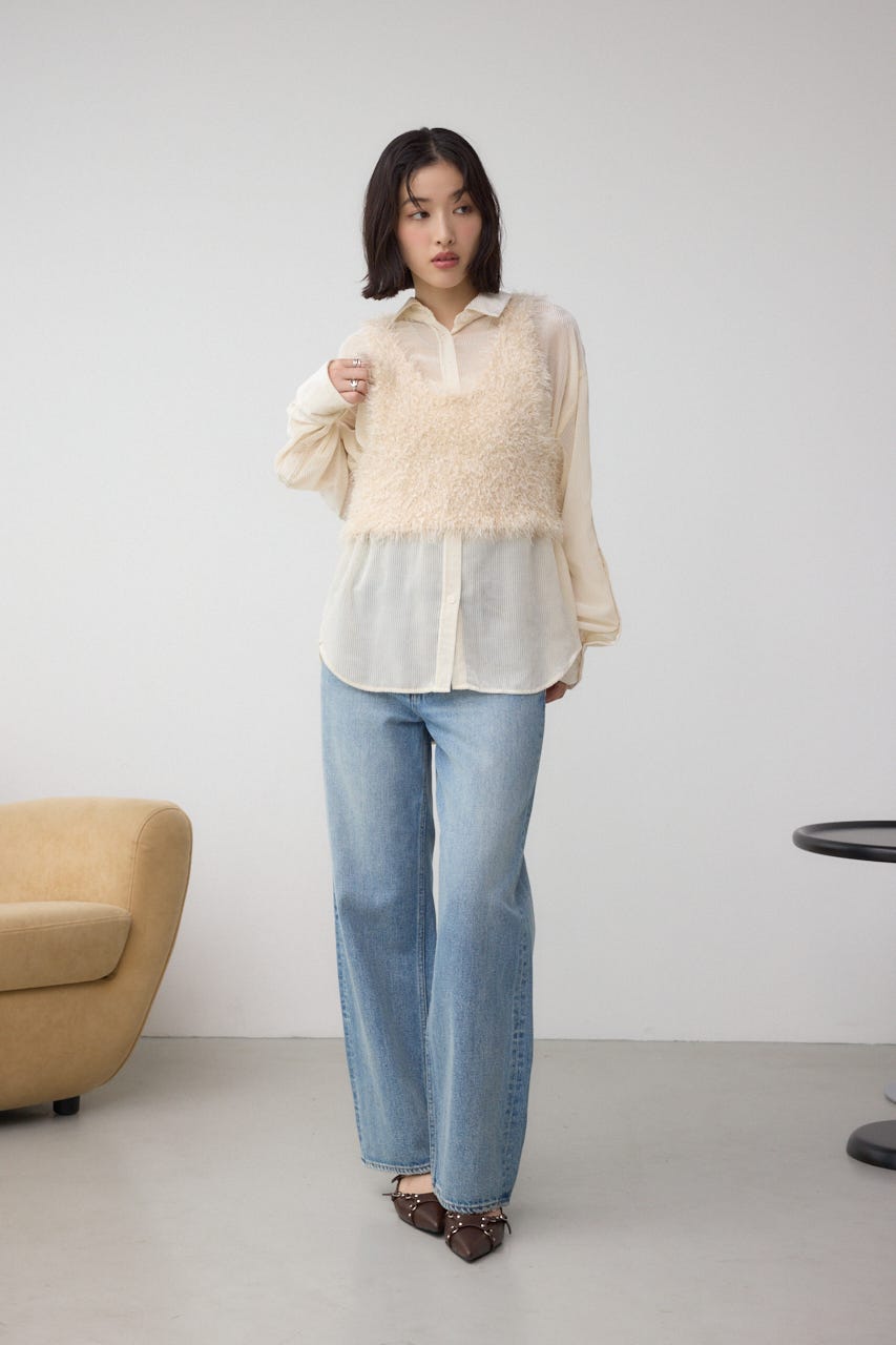 バックオープンポンポンヤーンベスト IVOY FREE