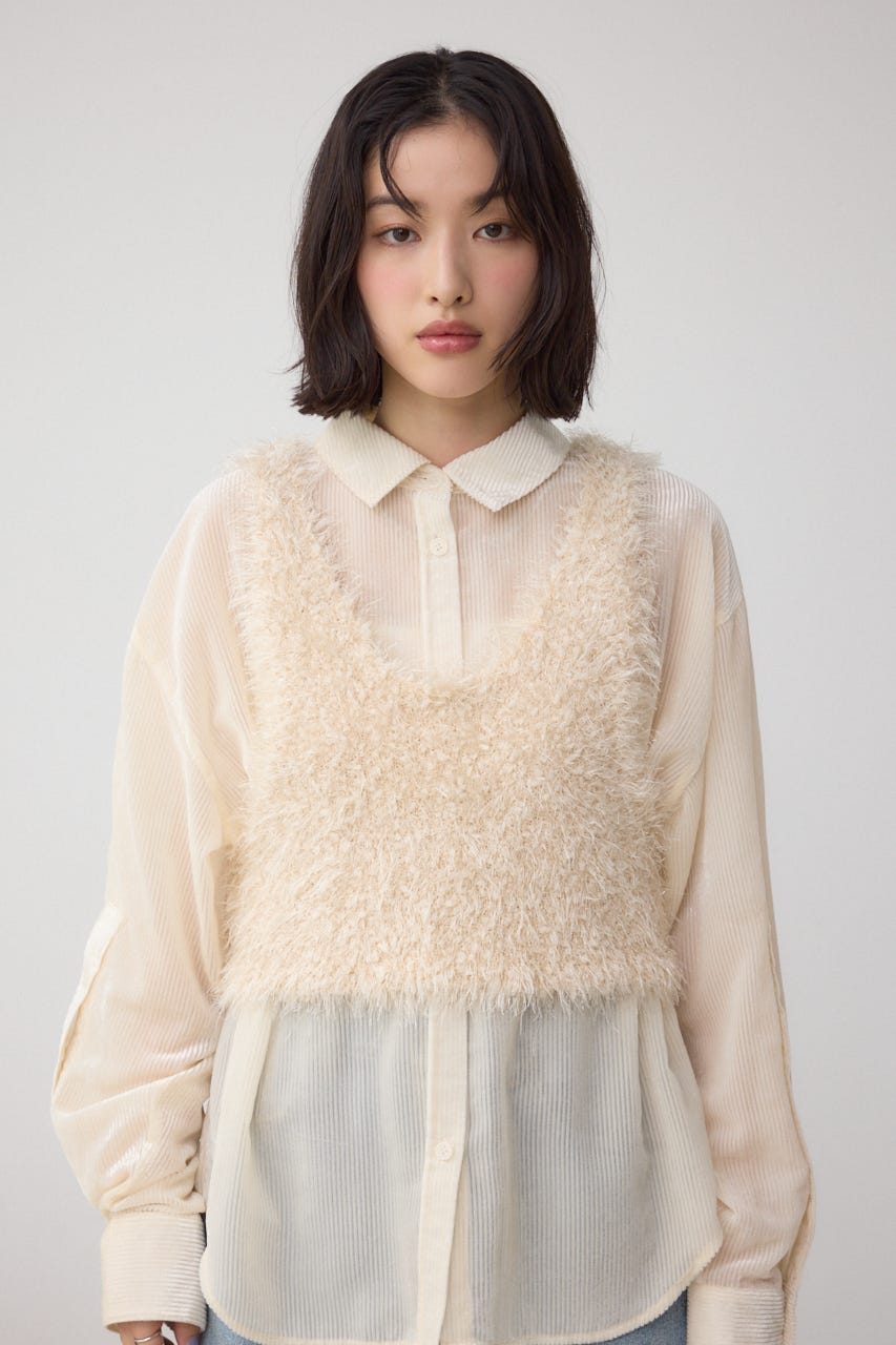 バックオープンポンポンヤーンベスト IVOY FREE