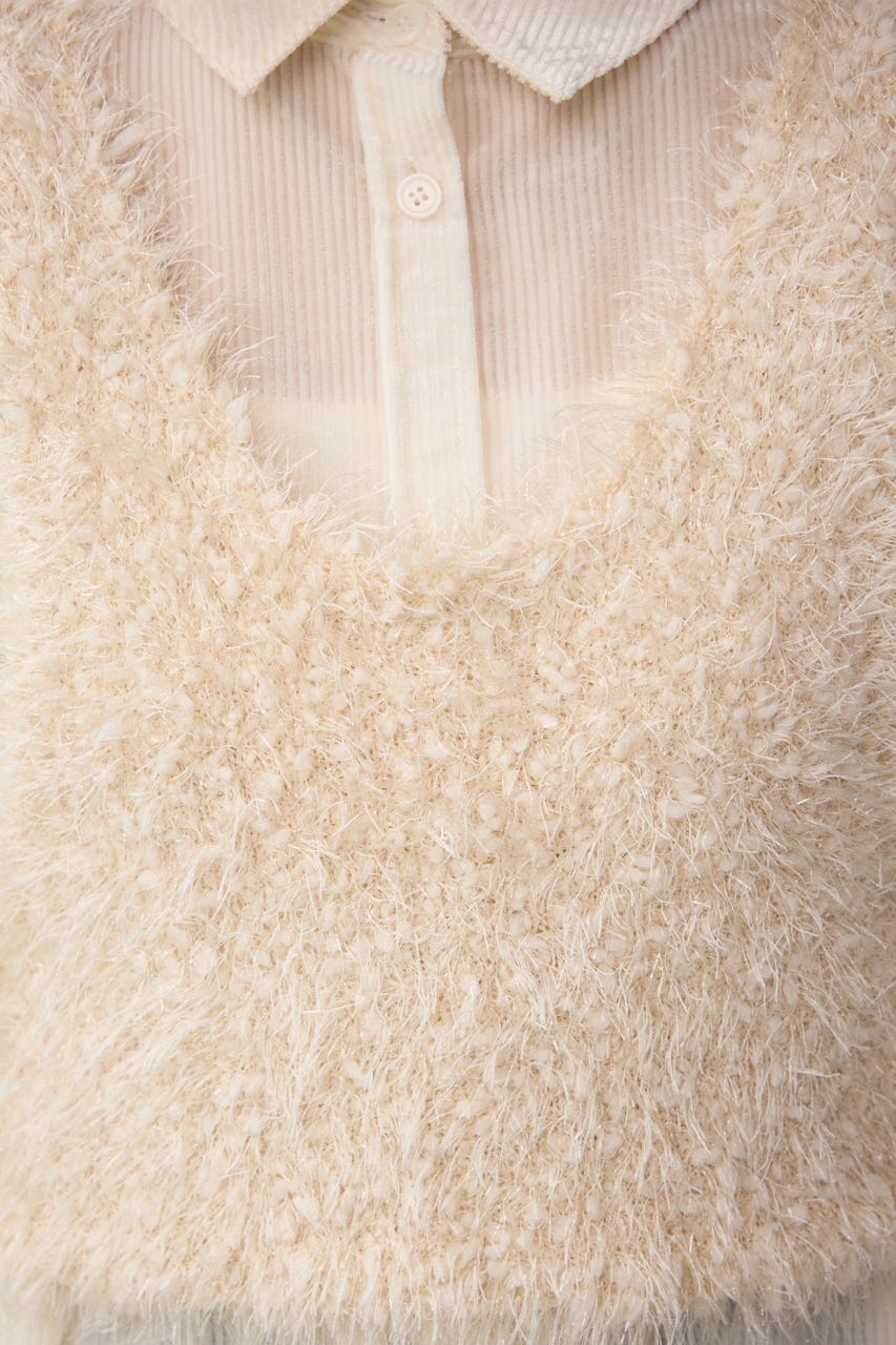 バックオープンポンポンヤーンベスト IVOY FREE