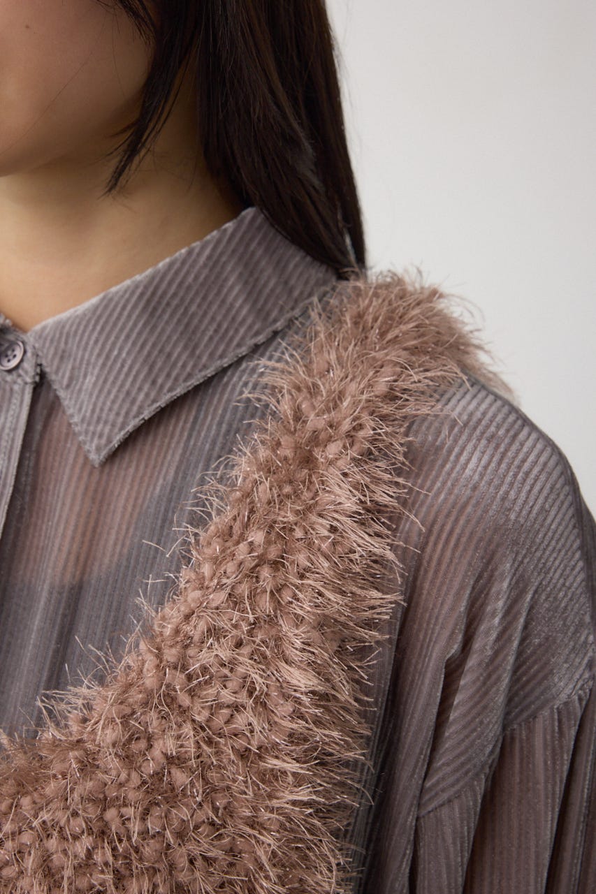 バックオープンポンポンヤーンベスト PNK FREE