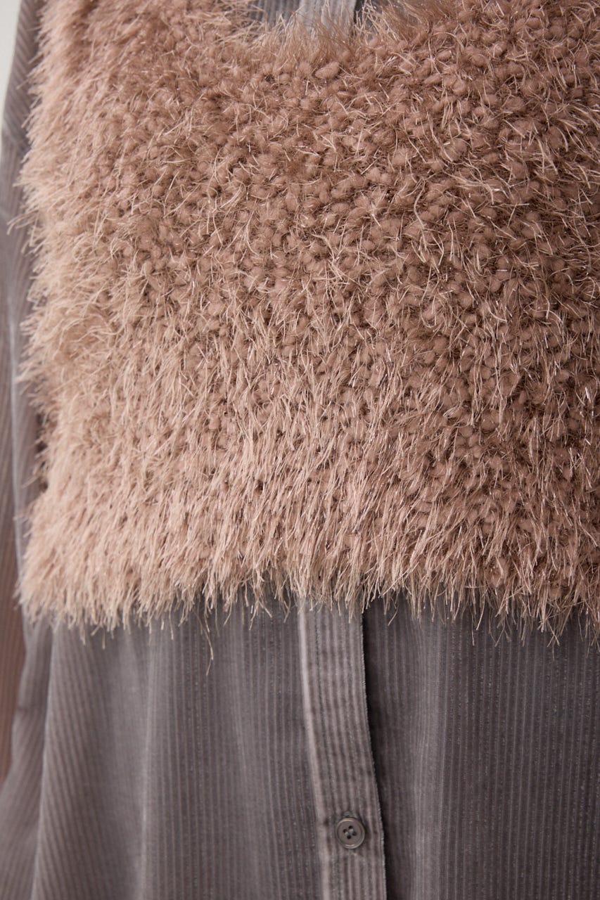 バックオープンポンポンヤーンベスト PNK FREE