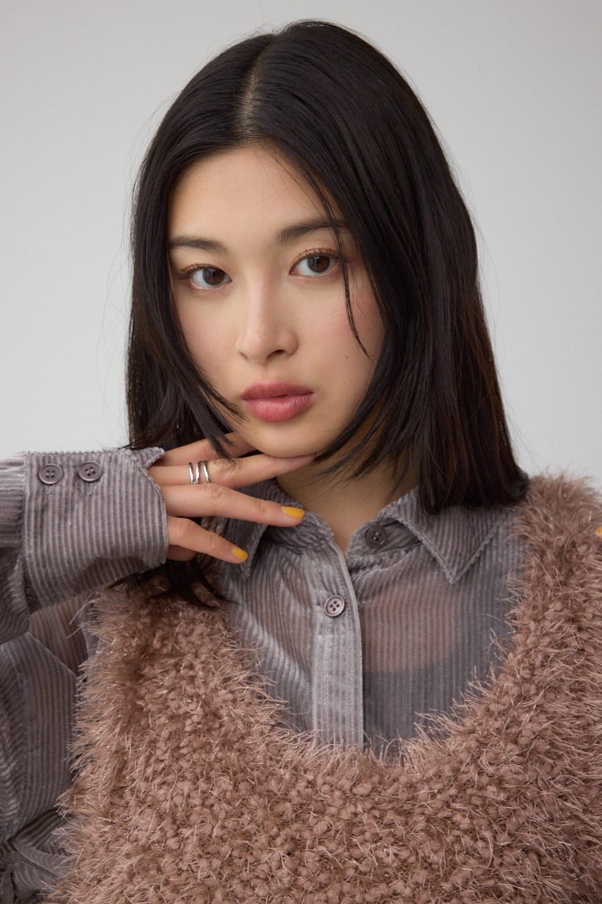 バックオープンポンポンヤーンベスト PNK FREE