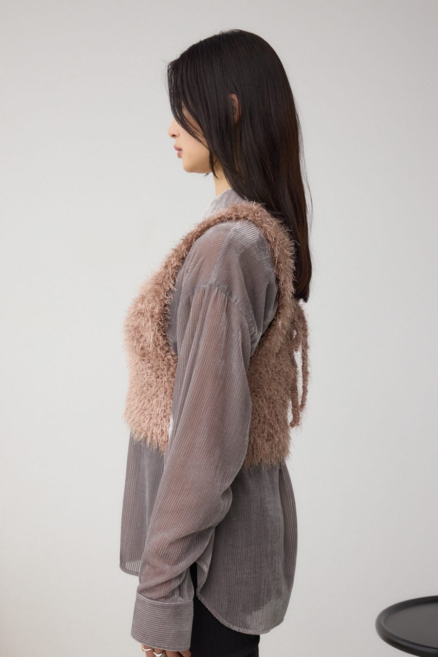 バックオープンポンポンヤーンベスト PNK FREE