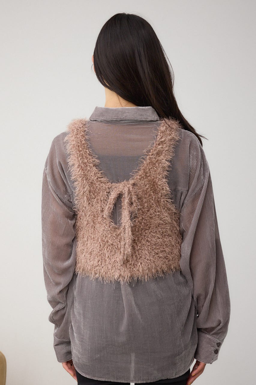 バックオープンポンポンヤーンベスト PNK FREE