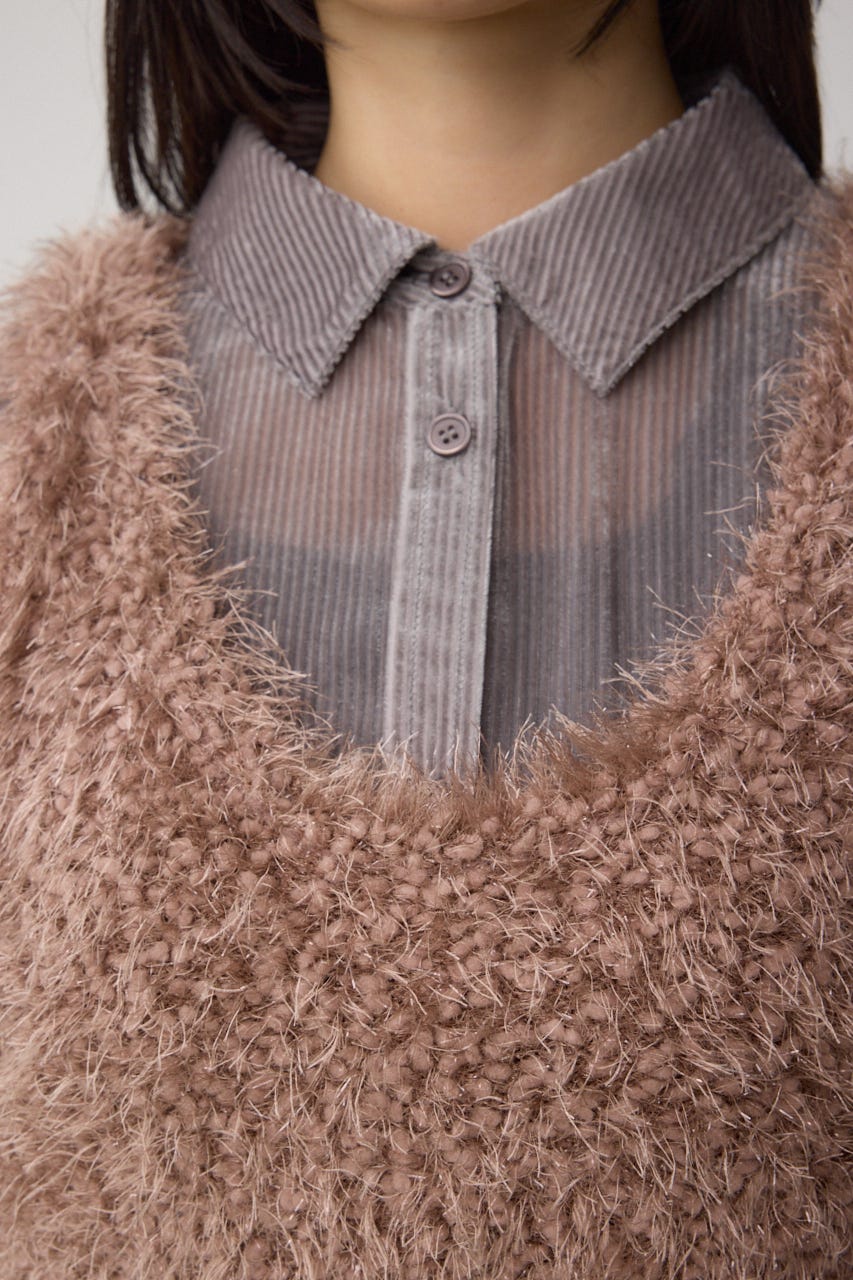 バックオープンポンポンヤーンベスト PNK FREE