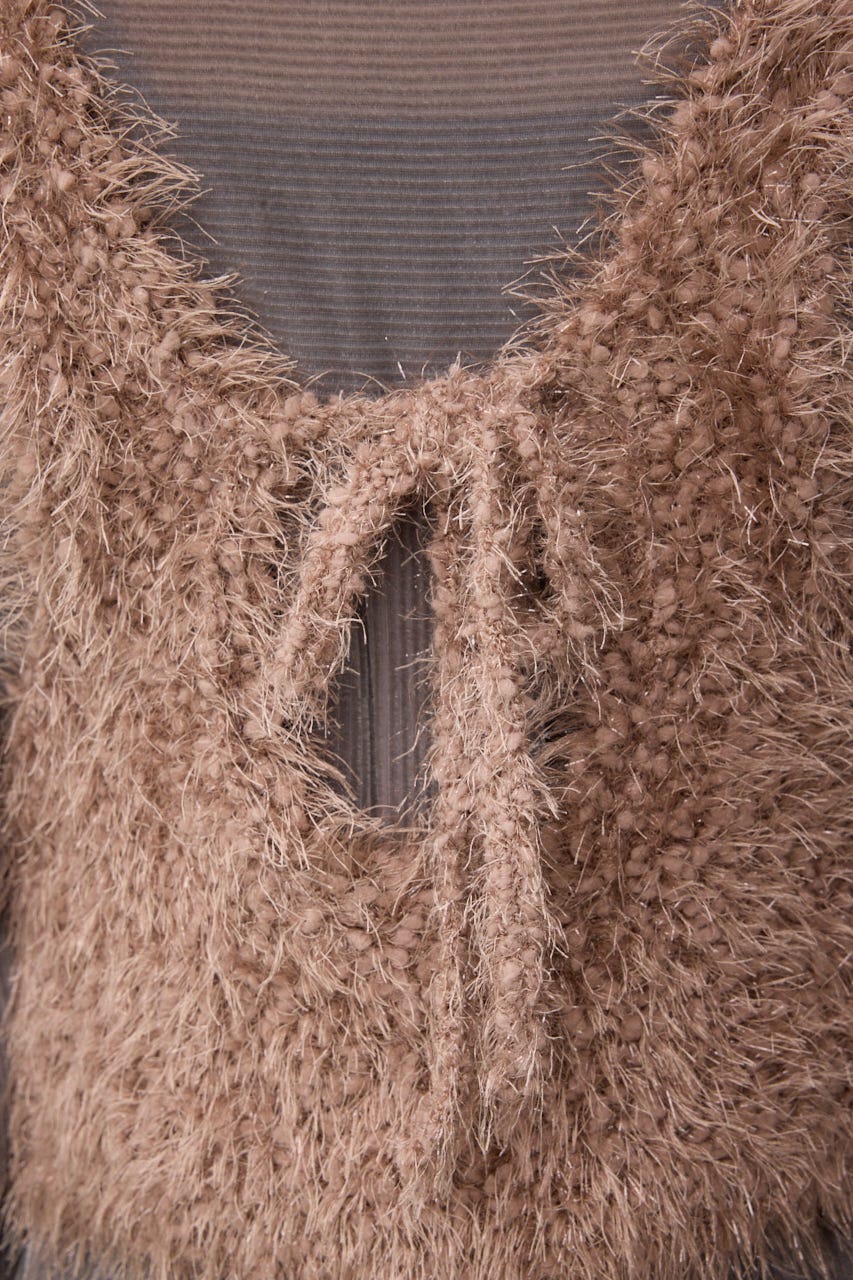 バックオープンポンポンヤーンベスト PNK FREE