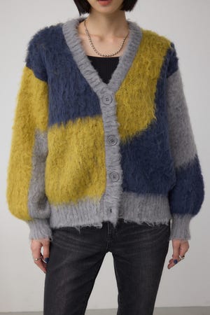 『新品』AZUL by moussy シャドーボーダーショールカーデ 新品』AZUL by moussy シャドーボーダーショールカーデ