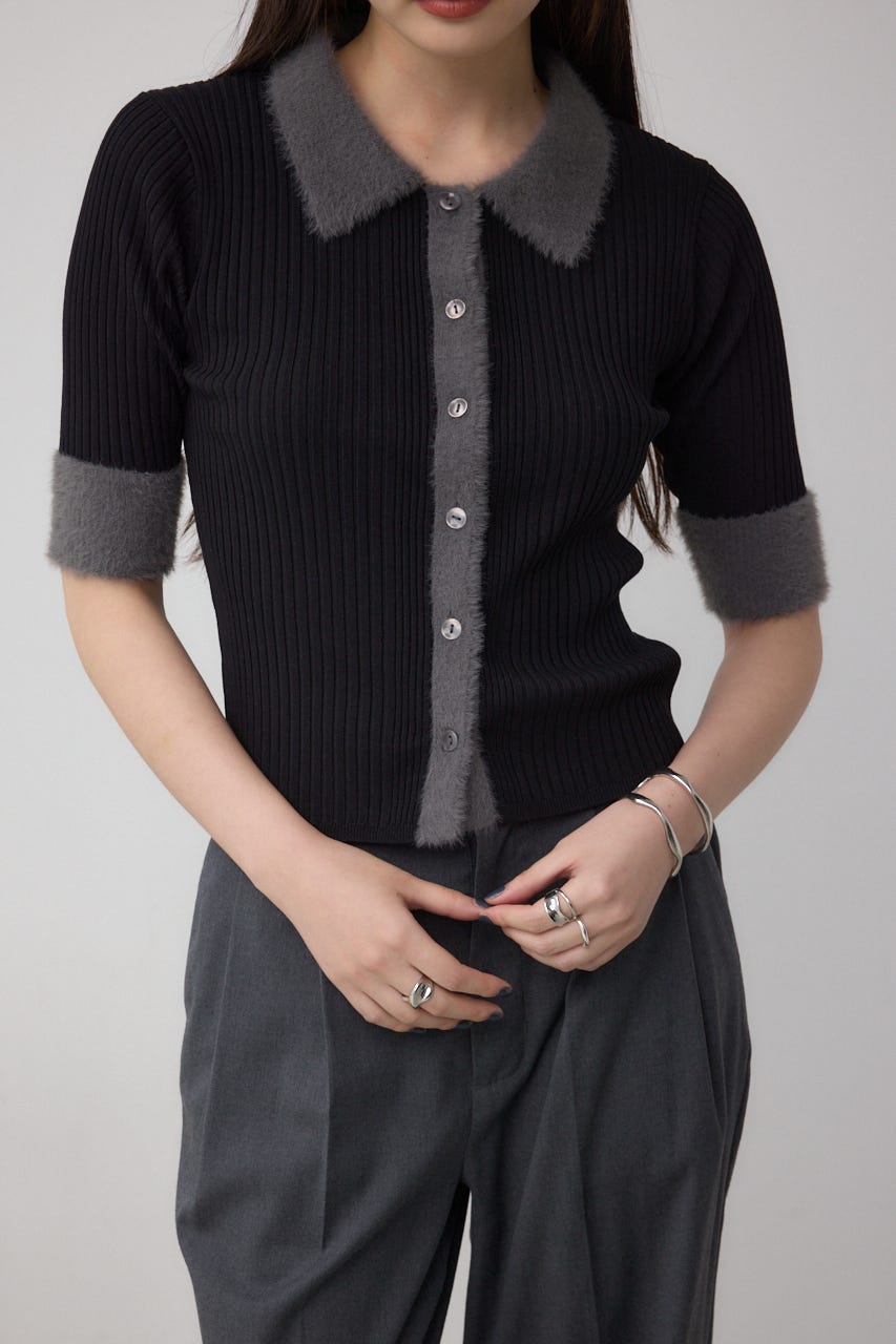 AZUL BY MOUSSY | シャギーコンビポロニットトップス (ニット ) |SHEL