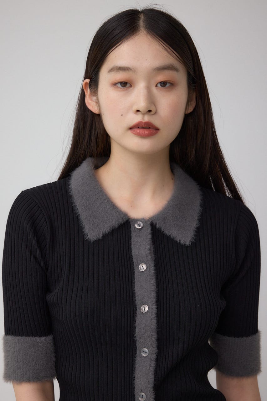 専用品　ウィペット　L シャギー　紺 AZUL BY MOUSSY | シャギーコンビポロニットトップス (ニット ) |SHEL