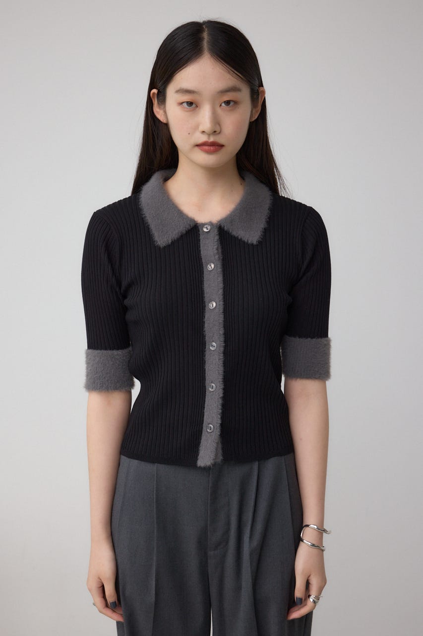 トップス IWASA AZUL BY MOUSSY | シャギーコンビポロニットトップス (ニット ) |SHEL