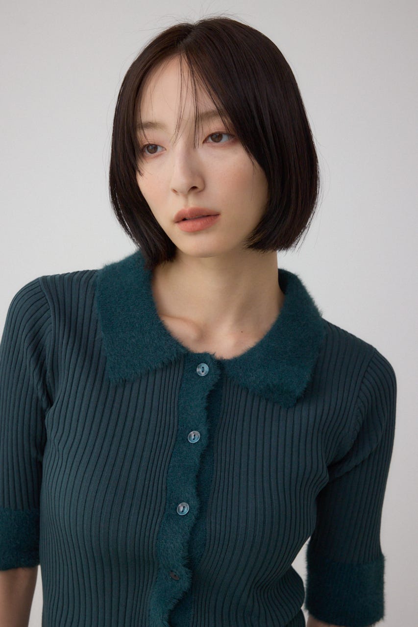 AZUL BY MOUSSY | シャギーコンビポロニットトップス (ニット ) |SHEL