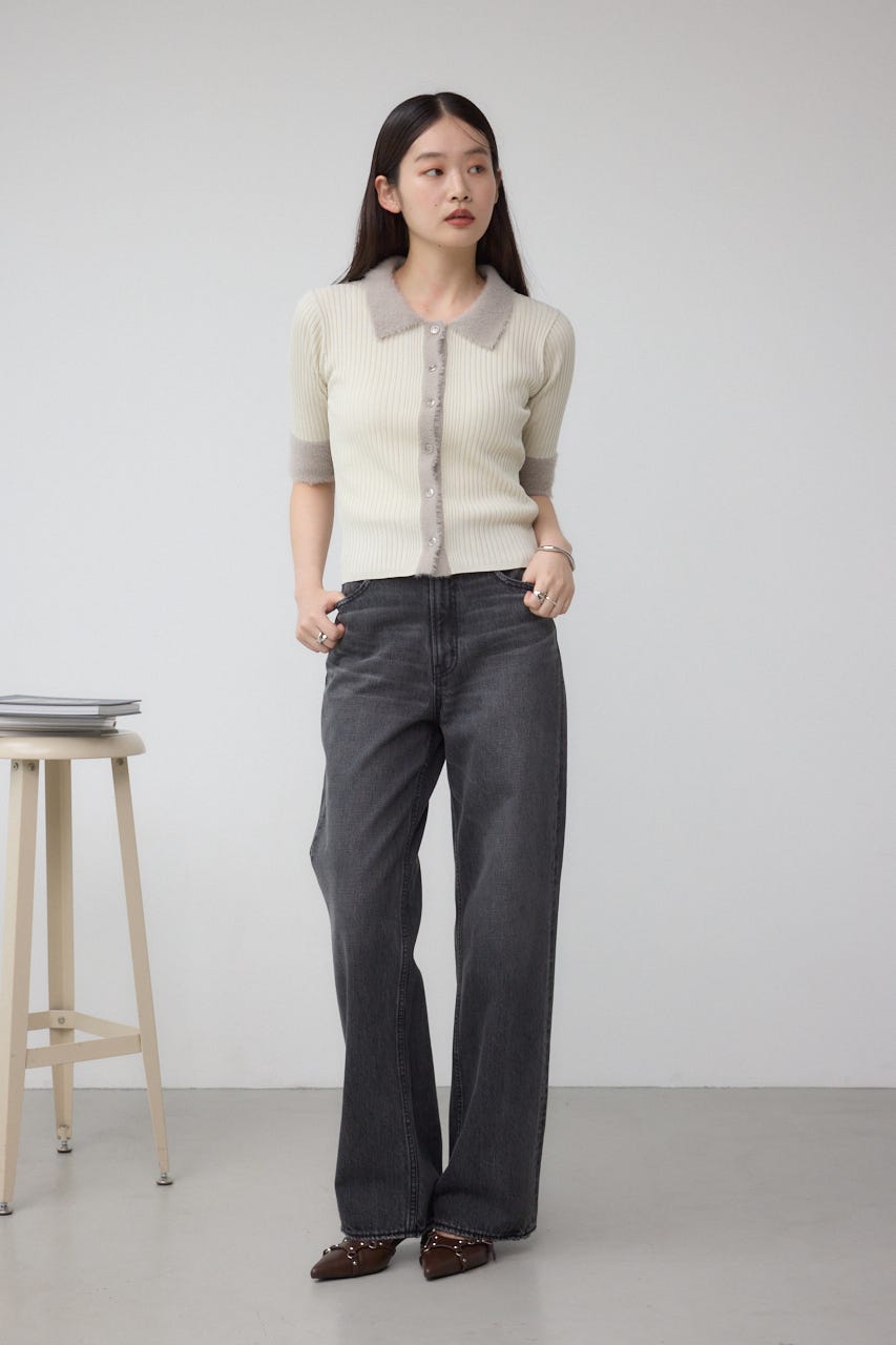 シャギーコンビポロニットトップス IVOY FREE