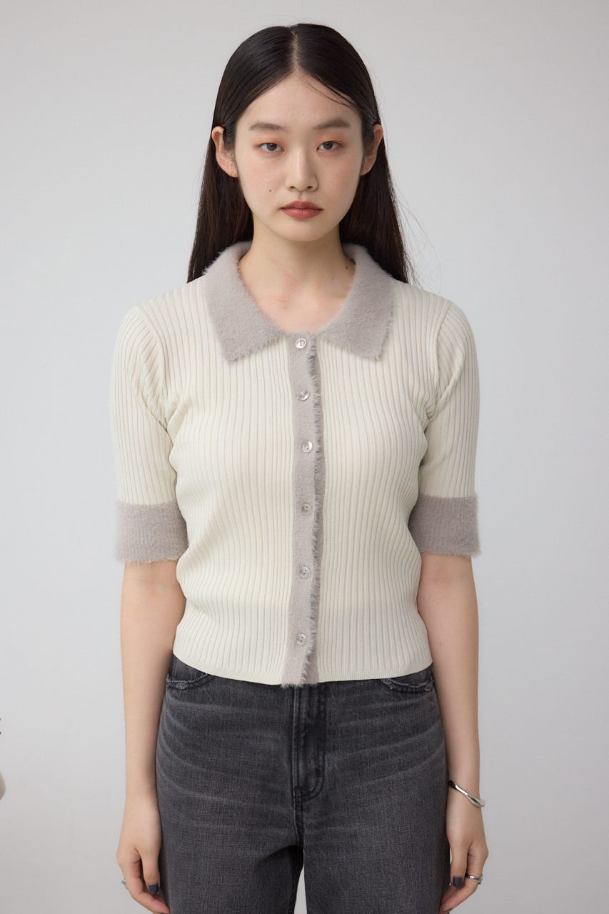 シャギーコンビポロニットトップス IVOY FREE