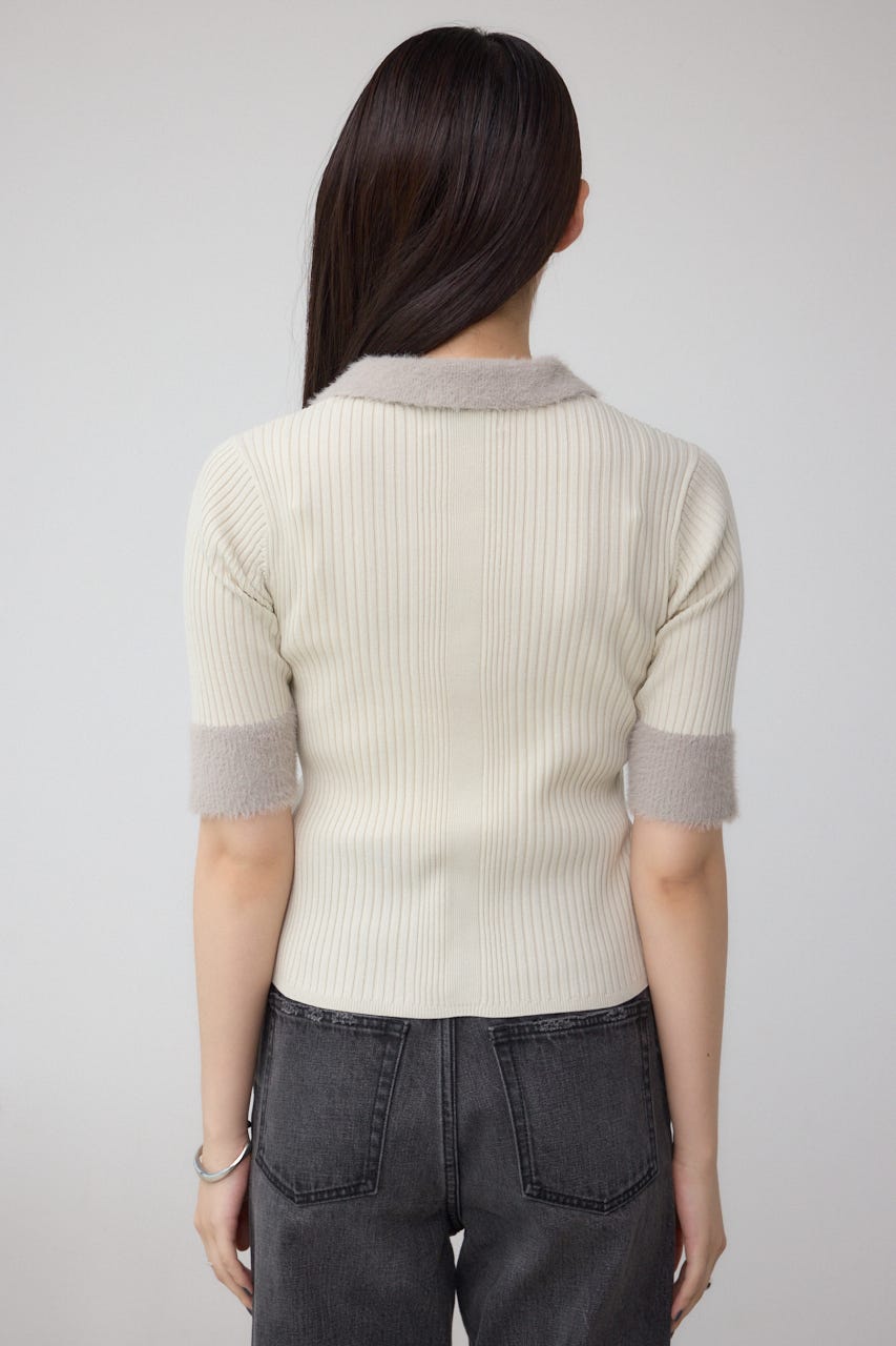 シャギーコンビポロニットトップス IVOY FREE