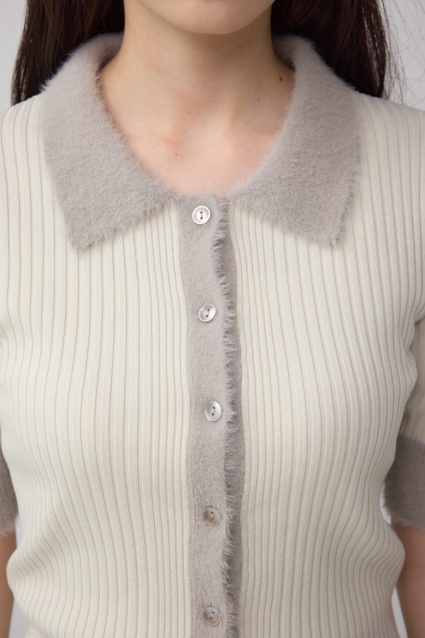 シャギーコンビポロニットトップス IVOY FREE