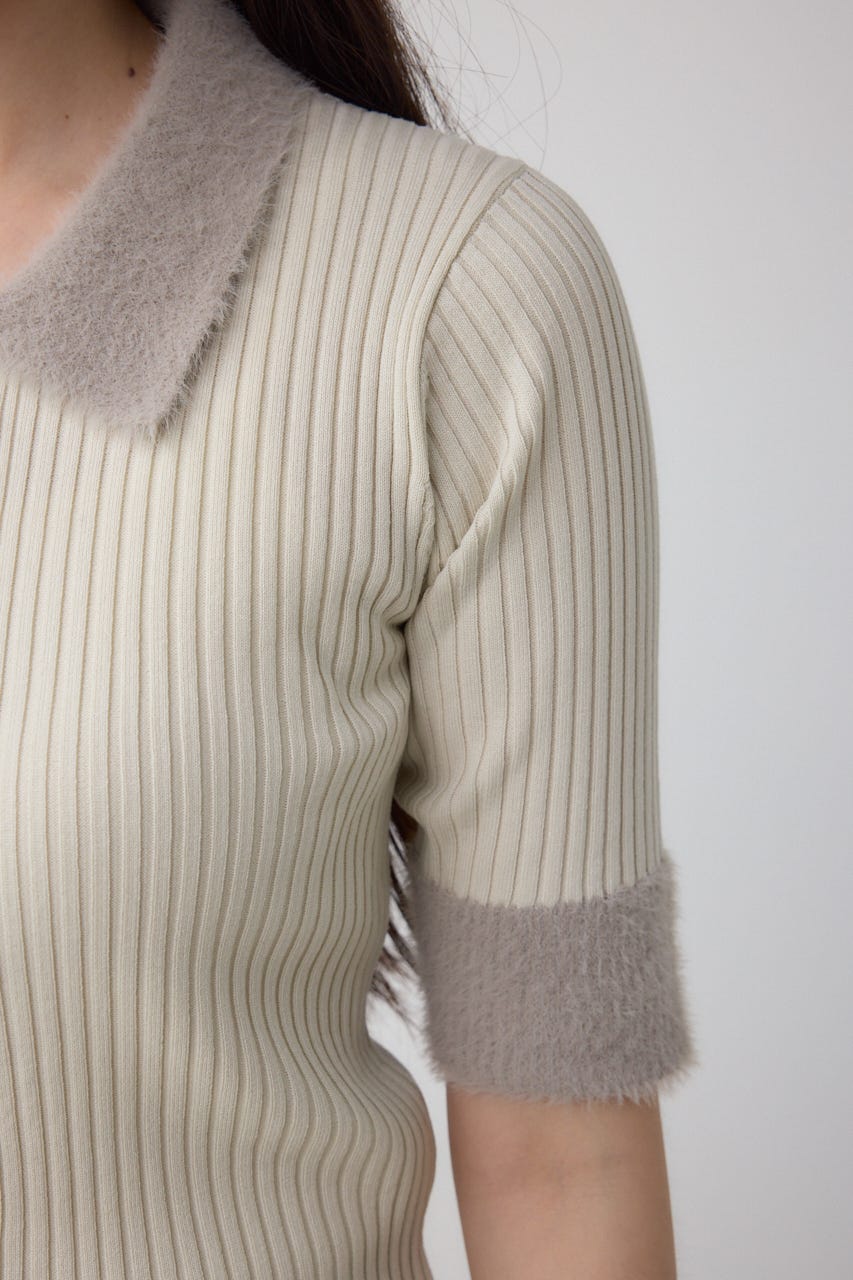 シャギーコンビポロニットトップス IVOY FREE