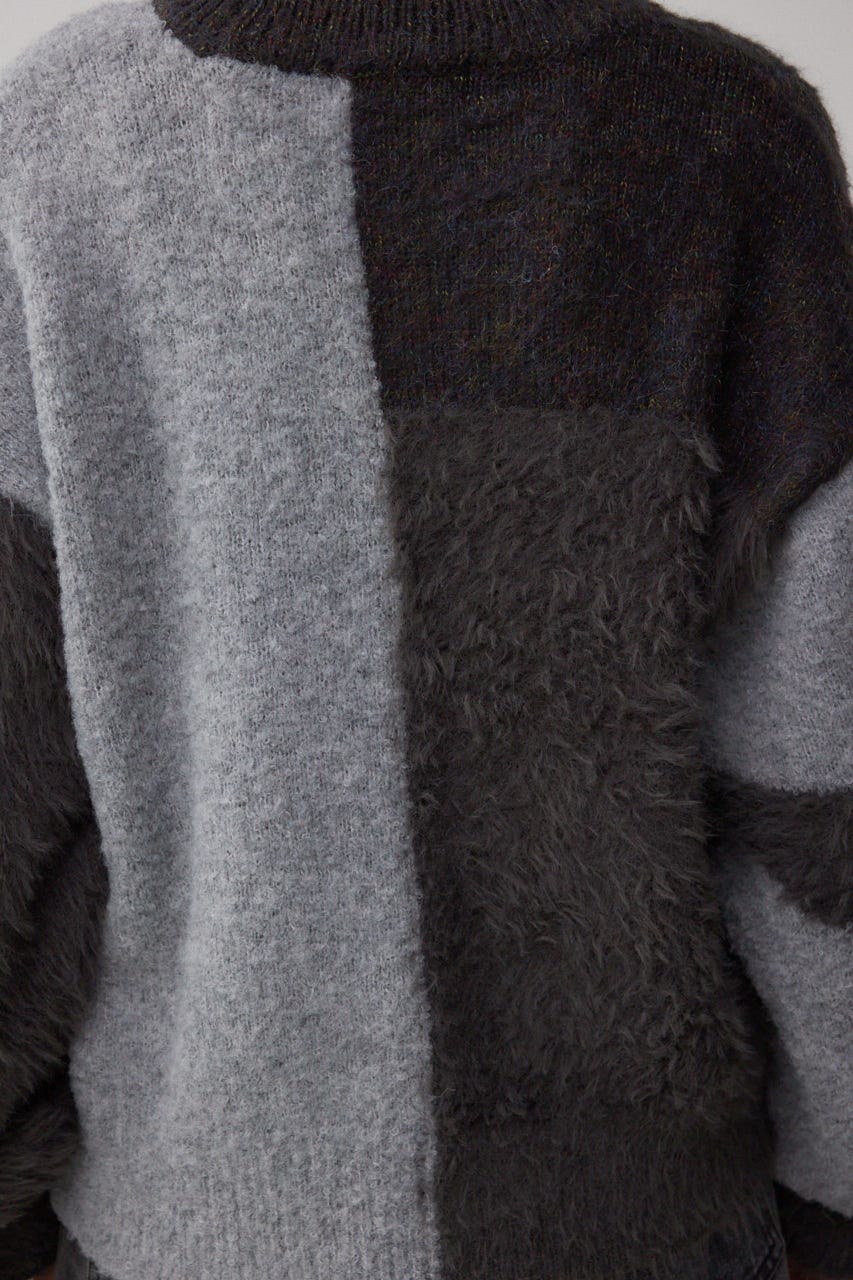 コンビネーションバイカラーニット 柄BLK FREE