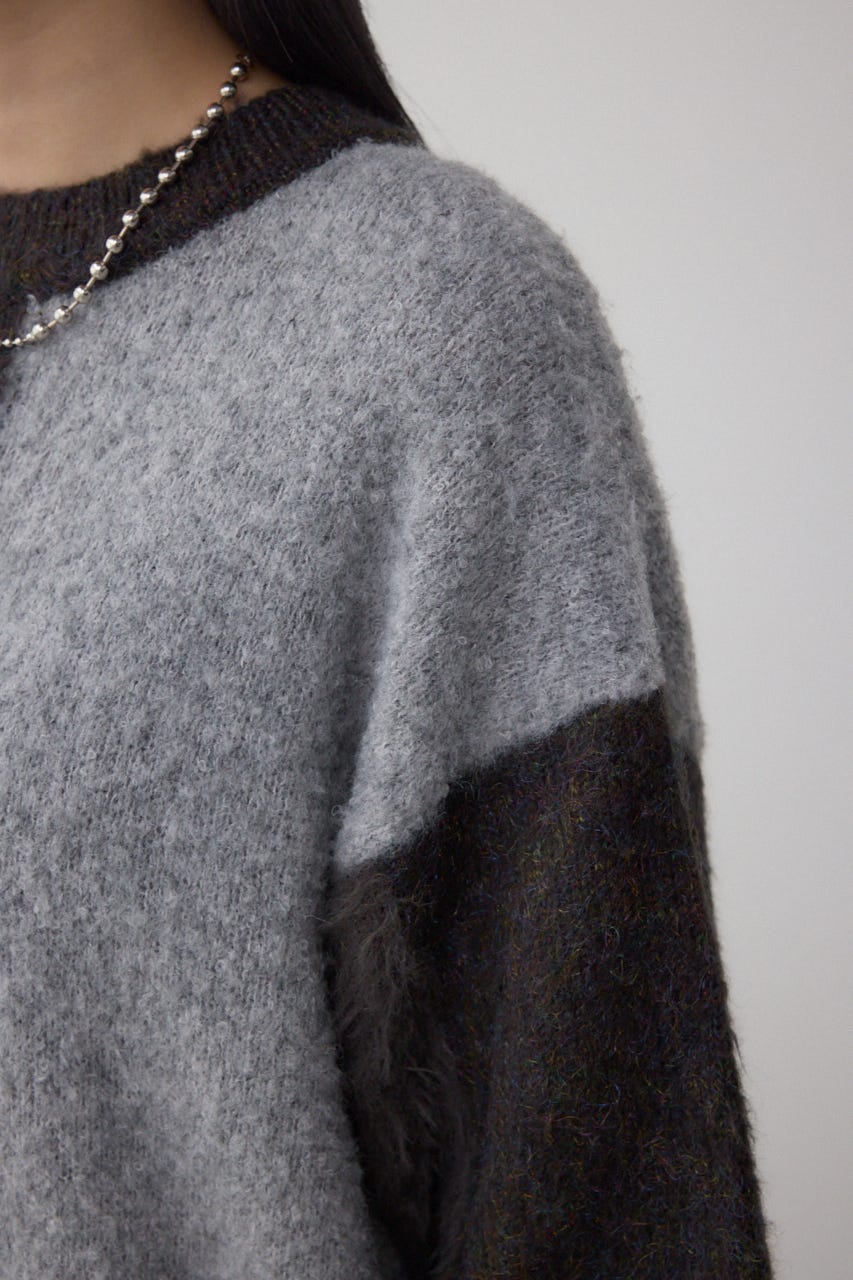 コンビネーションバイカラーニット 柄BLK FREE