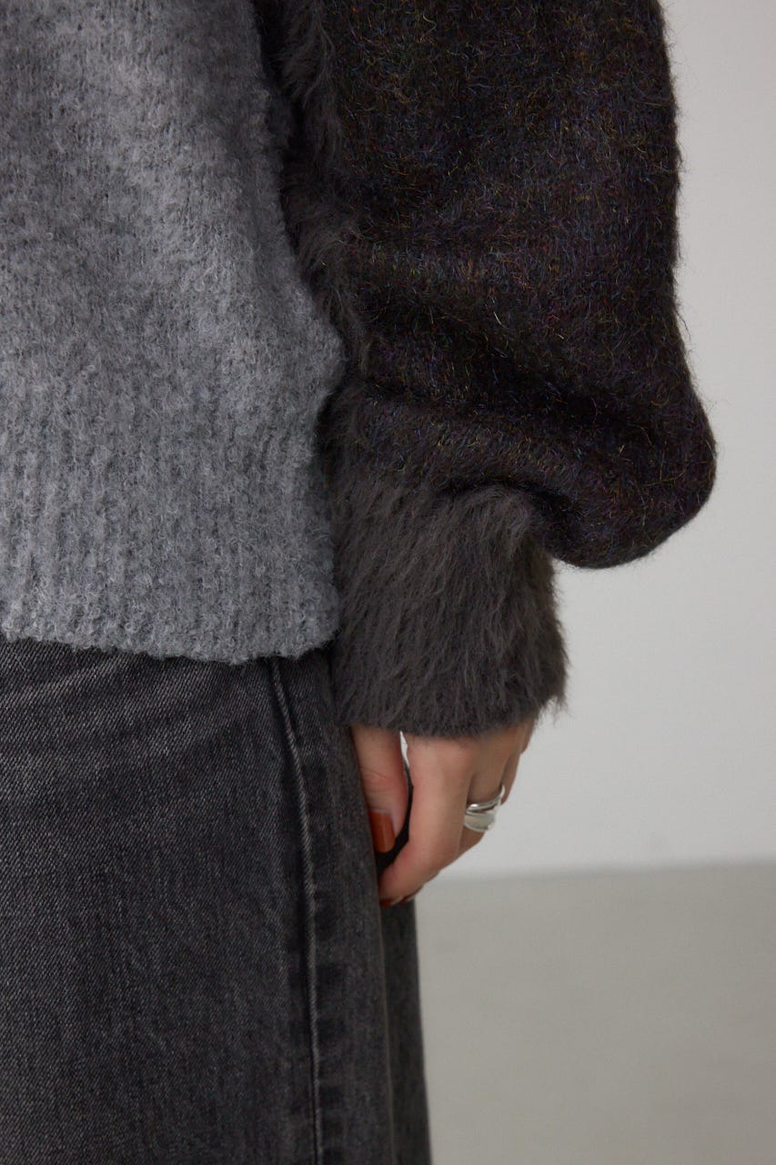 コンビネーションバイカラーニット 柄BLK FREE