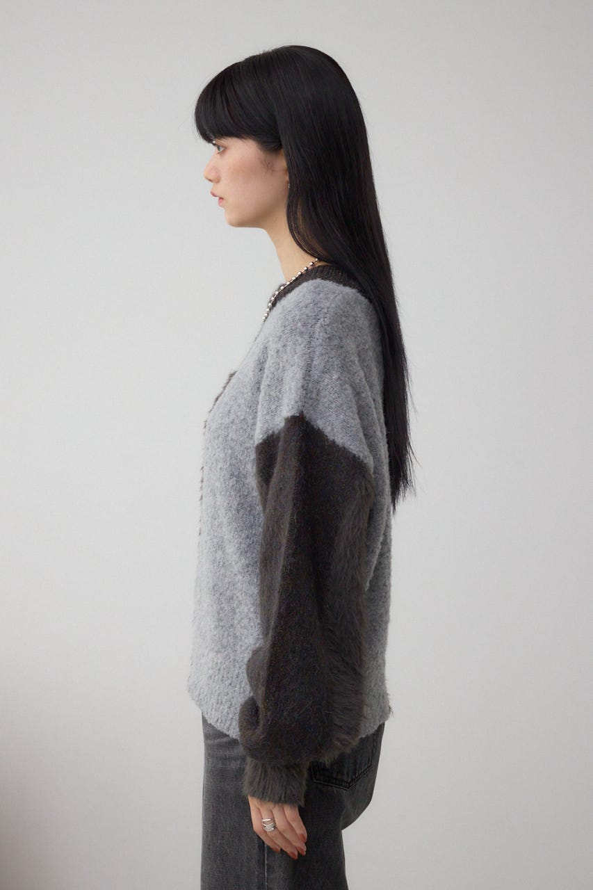 コンビネーションバイカラーニット 柄BLK FREE