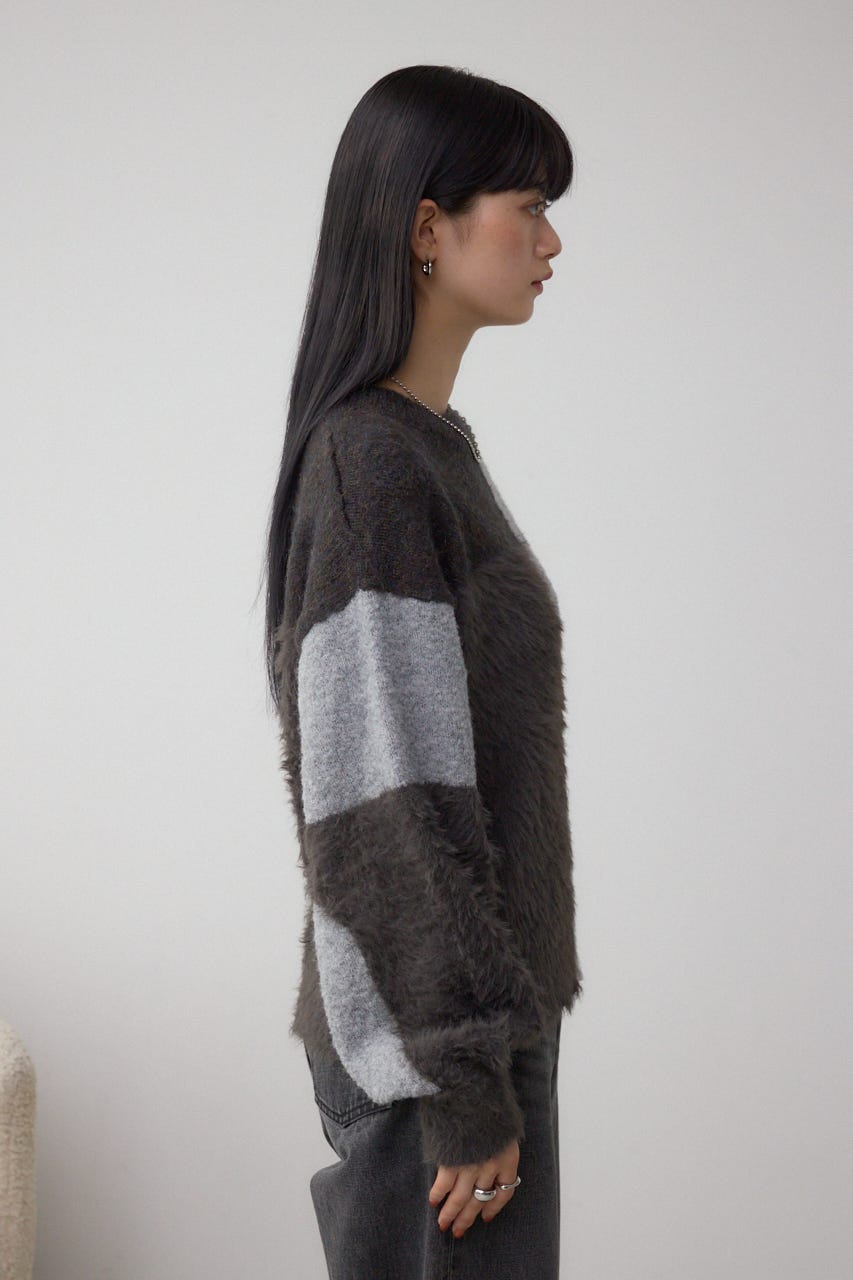 コンビネーションバイカラーニット 柄BLK FREE