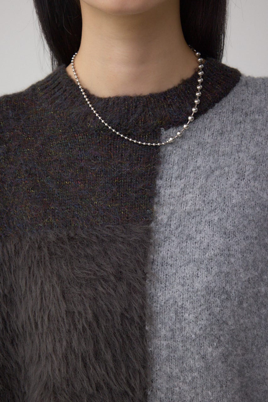 コンビネーションバイカラーニット 柄BLK FREE