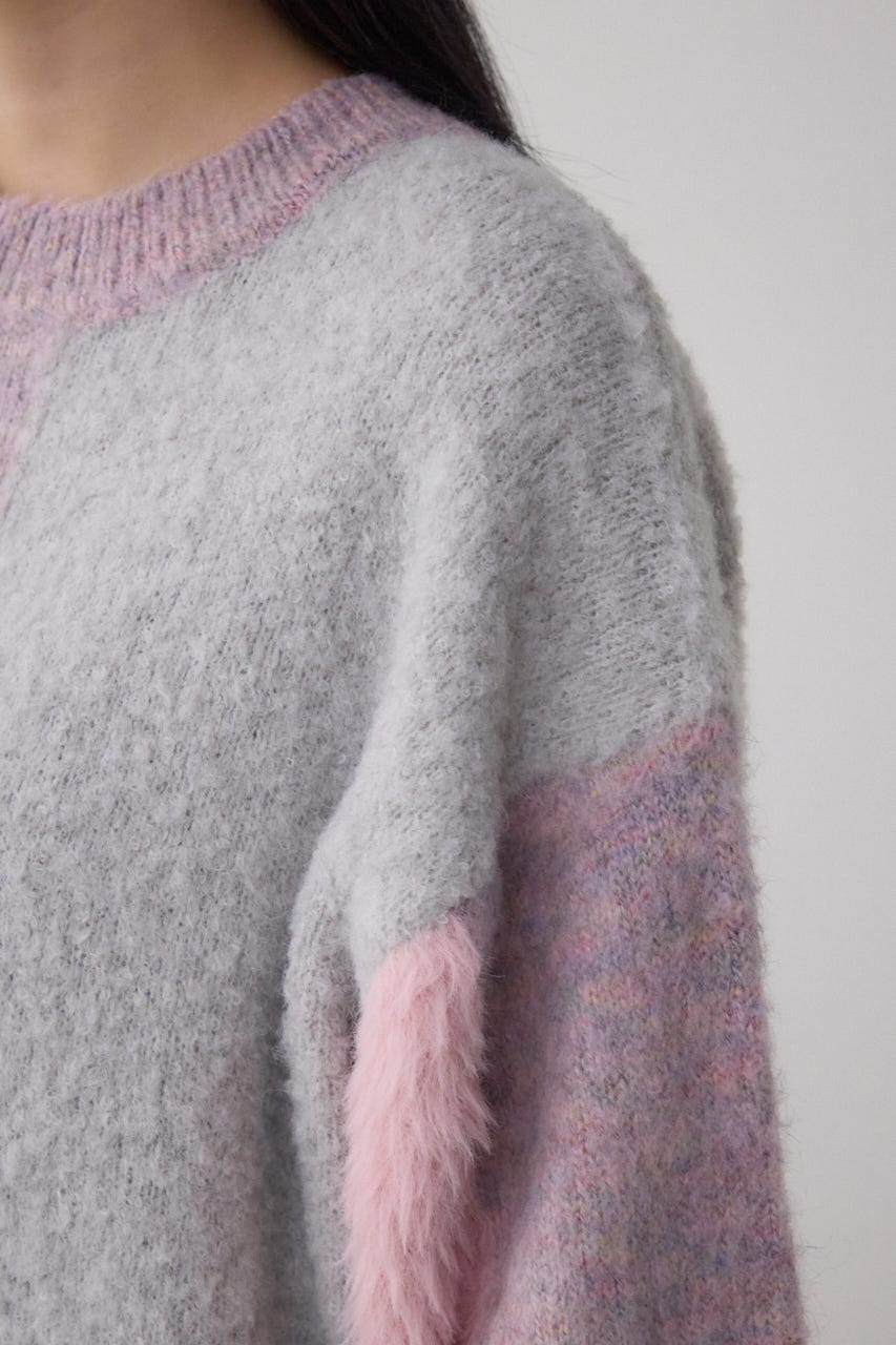 コンビネーションバイカラーニット 柄PNK FREE