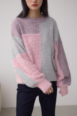 コンビネーションバイカラーニット