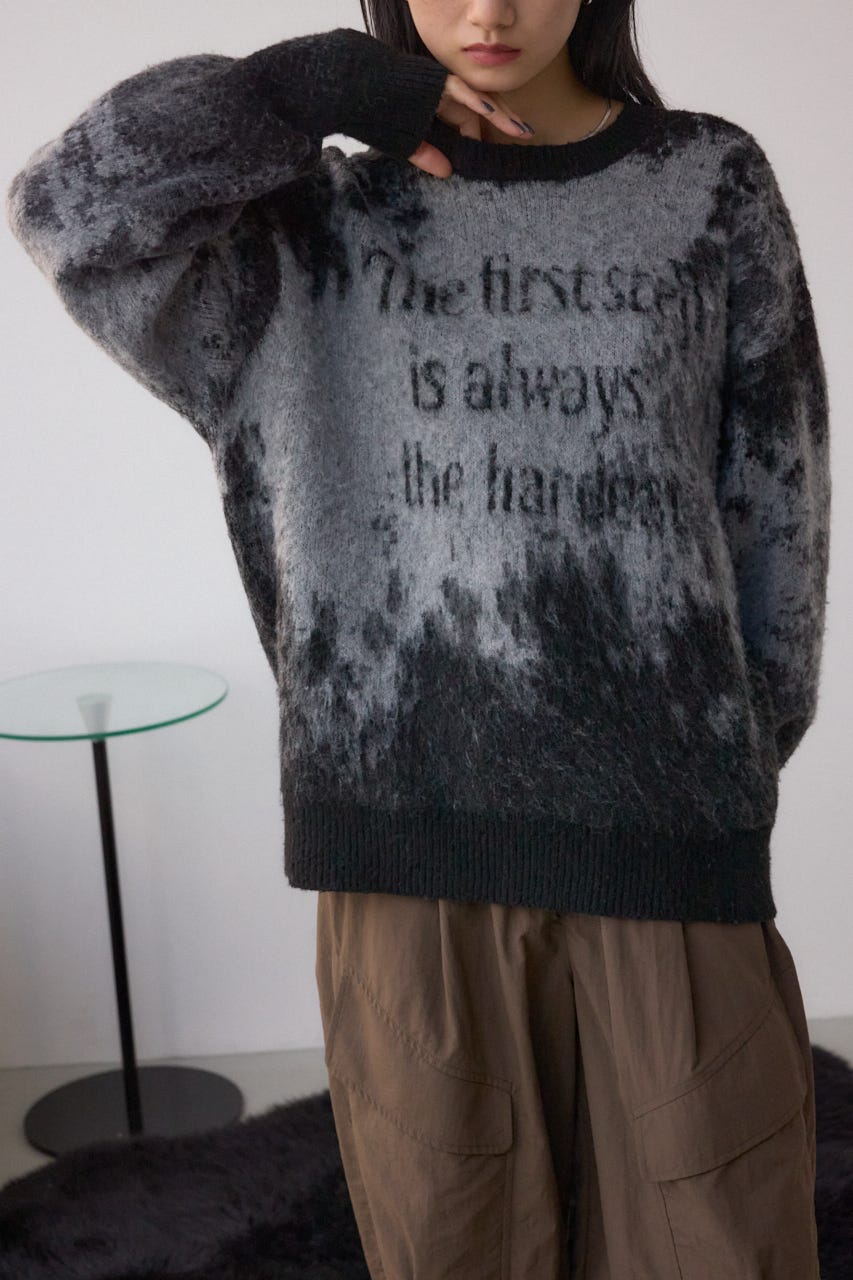 グラデーションジャガードニット 柄BLK FREE