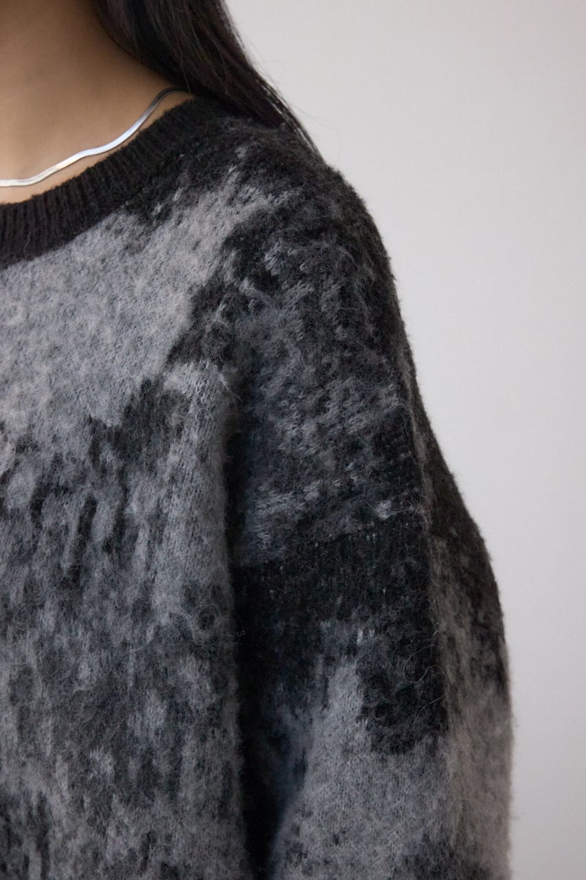 グラデーションジャガードニット 柄BLK FREE